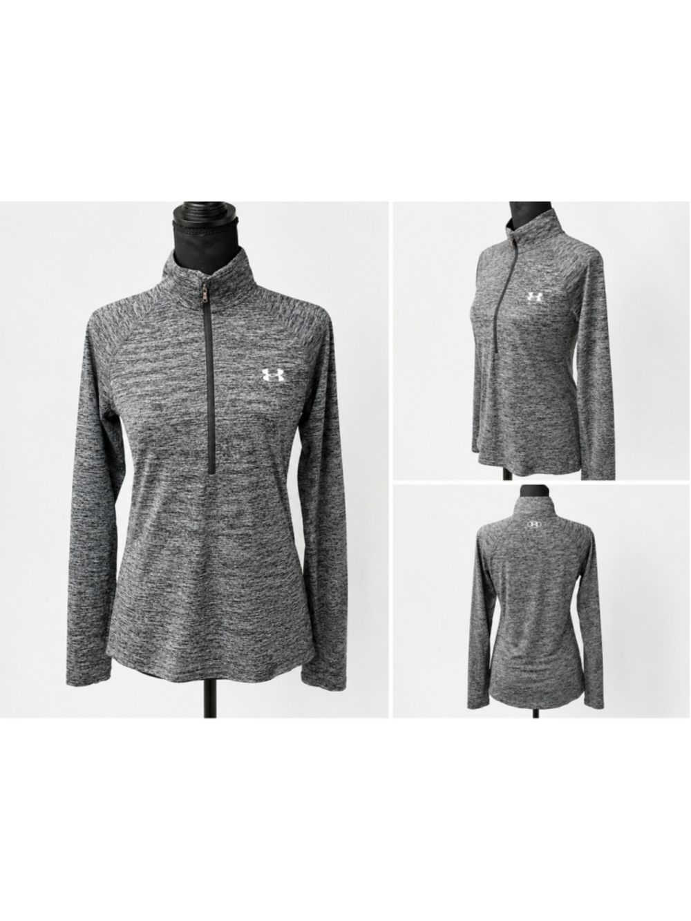 Under Armour Gray Heather HeatGear 1/4 Zip Running Workout Top Size M